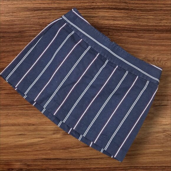Express Design Studio Blue Striped Mini Skirt - Picture 1 of 4